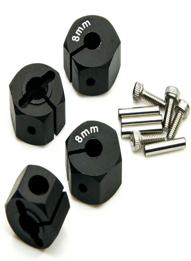 QUE-T Aluminum 8mm Thickness 12mm Wheel Hex Drive Adaptors with Pins & Screws for Most of 1/10 RC Crawler Car Black - Image 1
